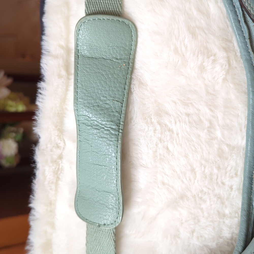 Coach Light Blueish Green Pebbed Leather Crossbody Bag with Turn-Lock Closure - Picture 8 of 9